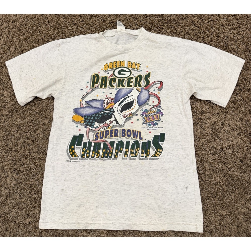 Vintage Tee Shirt 1997 Green Bay Packers Super Bowl Champs XXXI Boys Large